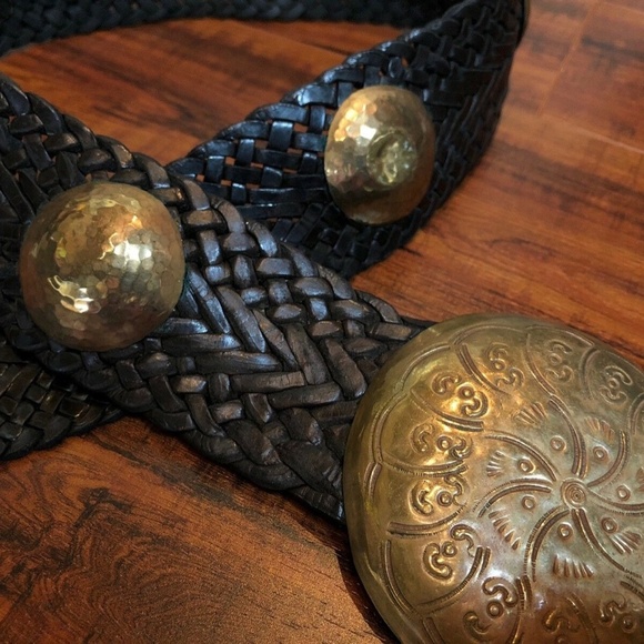Vintage Leather BoHo Hammered Disc Belt main image 7